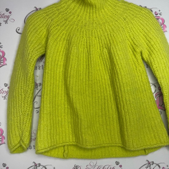 Rag & bone New York sweater pull over turtle π’ neck lime green neon crochet π§Ά - Picture 3 of 9